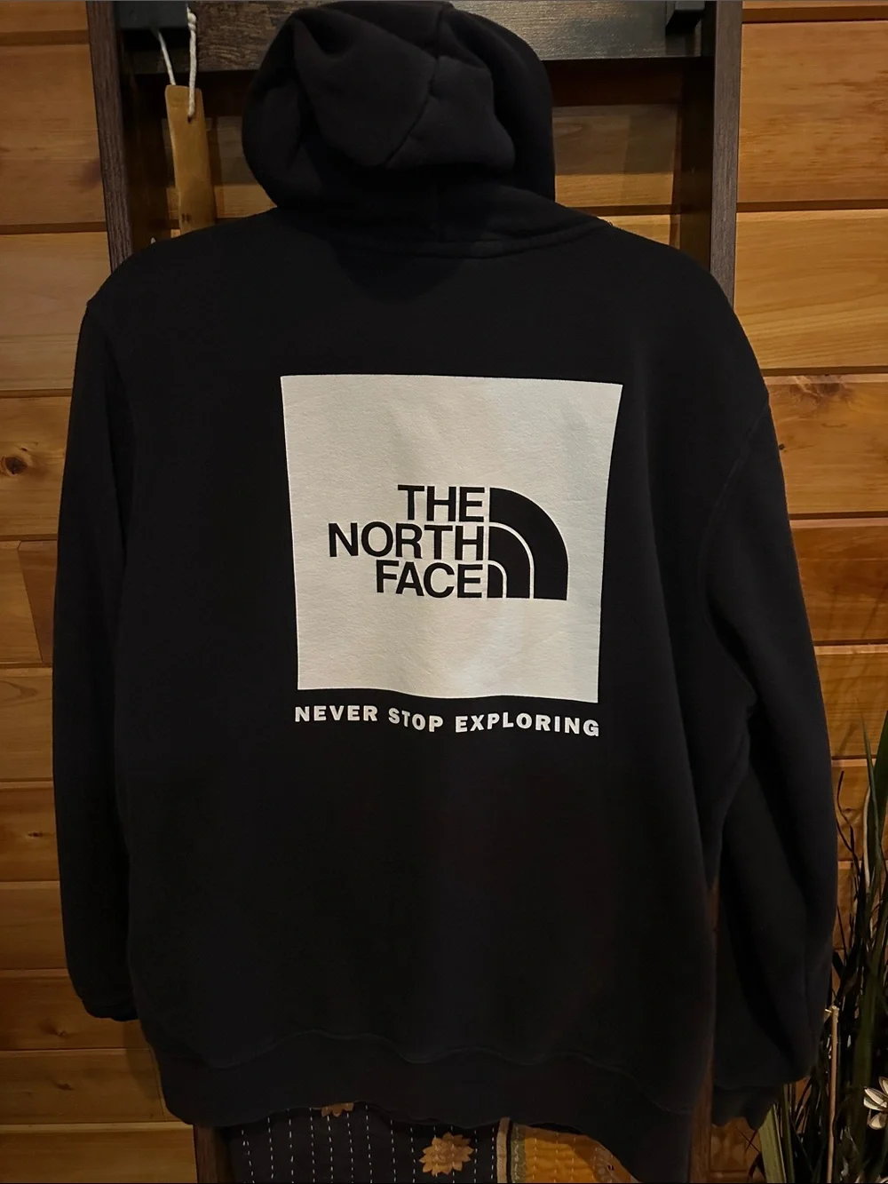 The North Face Black Pullover Hoodie with White Logo Square